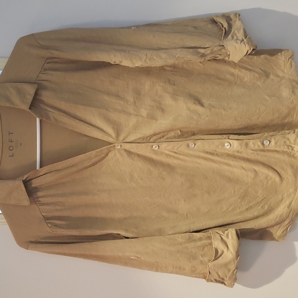 Loft women's size medium tan knit button down shirt - Picture 2 of 6